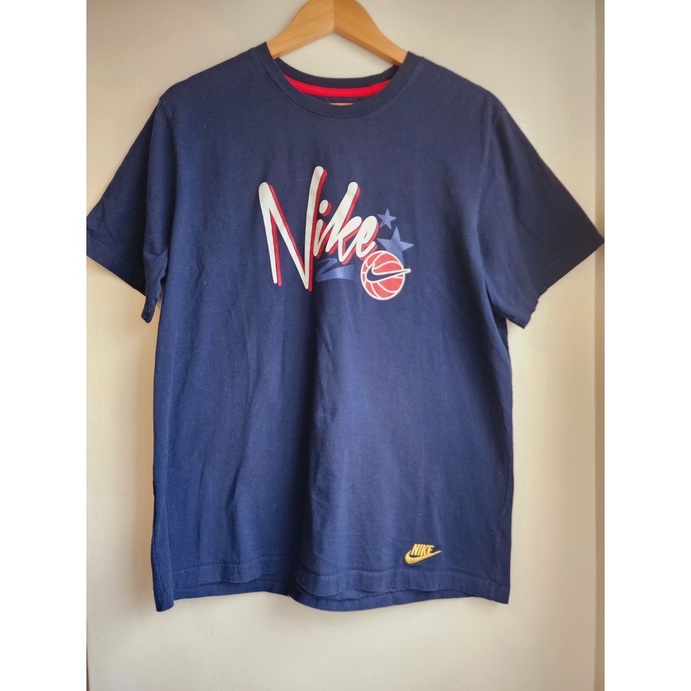 Nike The Nike Mens Tee Sport Basketball Navy Short Sleeve Size L